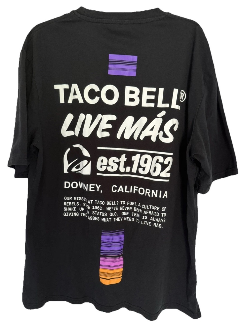 Taco Bell Employee Tee Size M Crew Live Mas Black T-Shirt